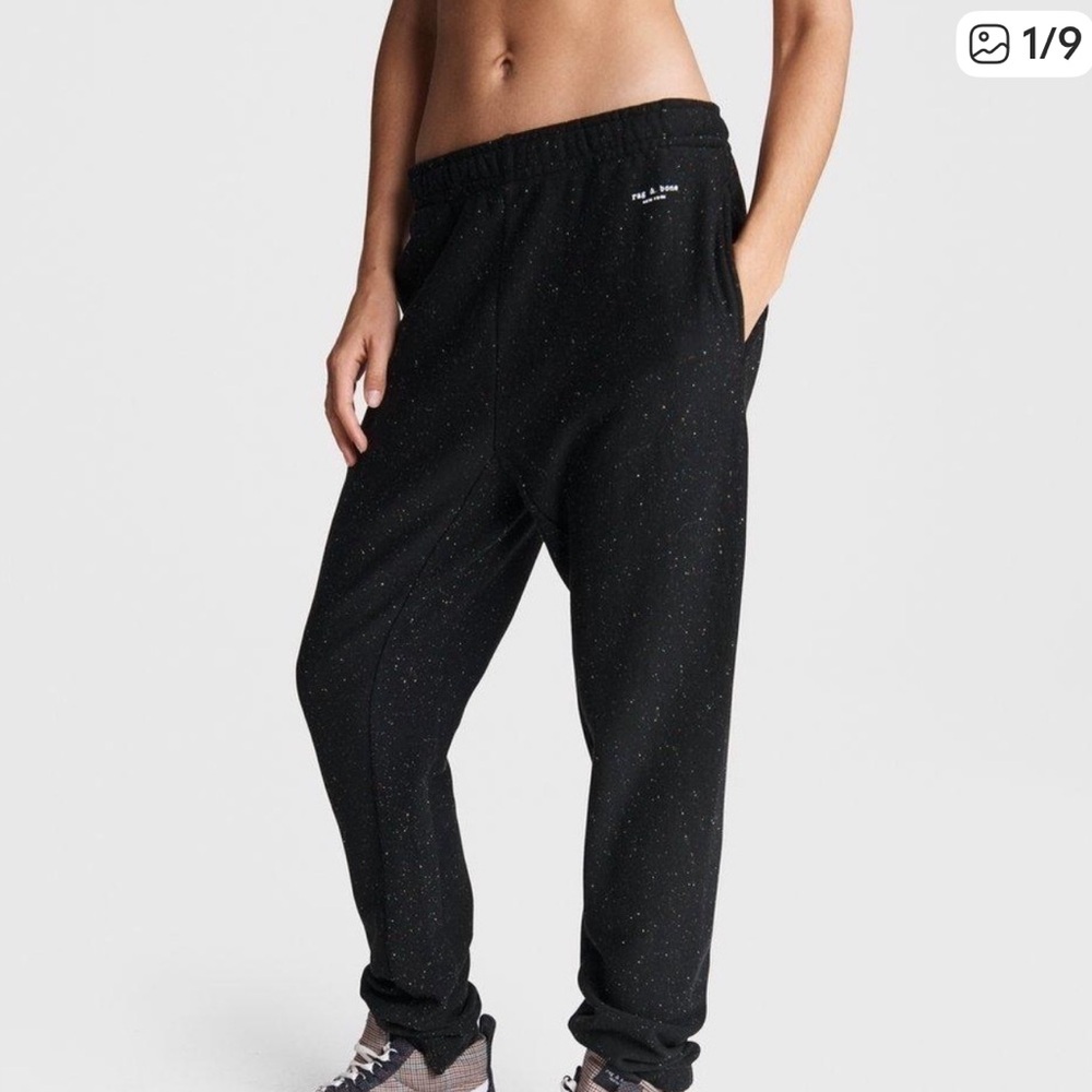 Rag & Bone Women’s City Sweatpants Black Multicolored Dots Cotton Size Medium